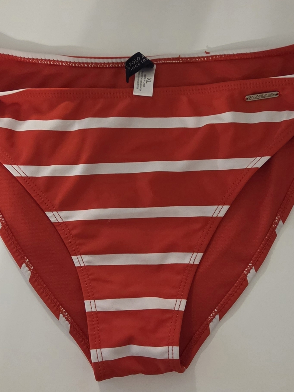 U.S. Polo Assn. Red and White Striped Swim Bottoms
